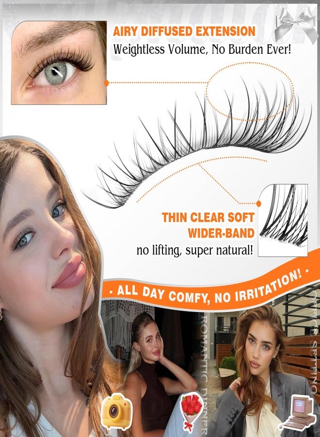 calphdiar Lash Clusters 10-12-14mm Eyelash Clusters Short Lashes Clusters Natural C Curly Cluster Eyelash Extensions Wispy Individual Lashes Clear Band Eyelashes Clusters 120PCS DIY Natural Lash Extension - Image 3