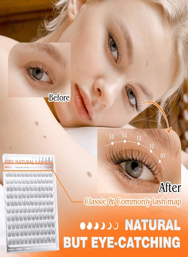 calphdiar Lash Clusters 10-12-14mm Eyelash Clusters Short Lashes Clusters Natural C Curly Cluster Eyelash Extensions Wispy Individual Lashes Clear Band Eyelashes Clusters 120PCS DIY Natural Lash Extension - Image 4