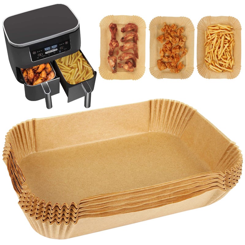 YQL Air Fryer Liners for NinjaTower DualInstant Vortex Disposable Parchment Paper Accessories Compatible with Ninja AF300UK AF400UK AF451UK Ninja Stack SL400UK SL400UKCP Salter Dual 50pcs