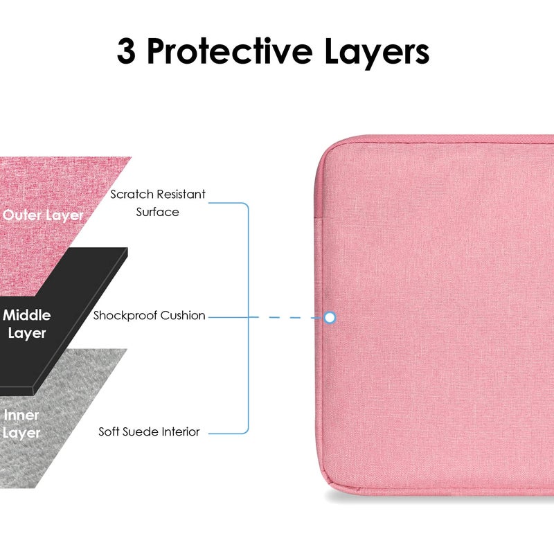 ProElife 12-Inch Laptop Tablet Sleeve Case Canvas Cover for 2022-2014 Surface Pro 4/5 / 6/7 / 7+ / 8/9|Surface Laptop Go 1/2 12.4"|MacBook Air/Pro 13'' M1|Samsung Galaxy Tab S8+/S7+ Bag (Pink) - Image 3