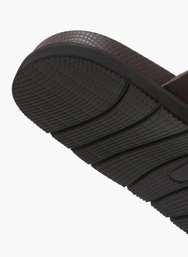 DUCHINI BROWN Men Monogram Textured Cross Strap Comfort Sandals for Men | Best Price UAE