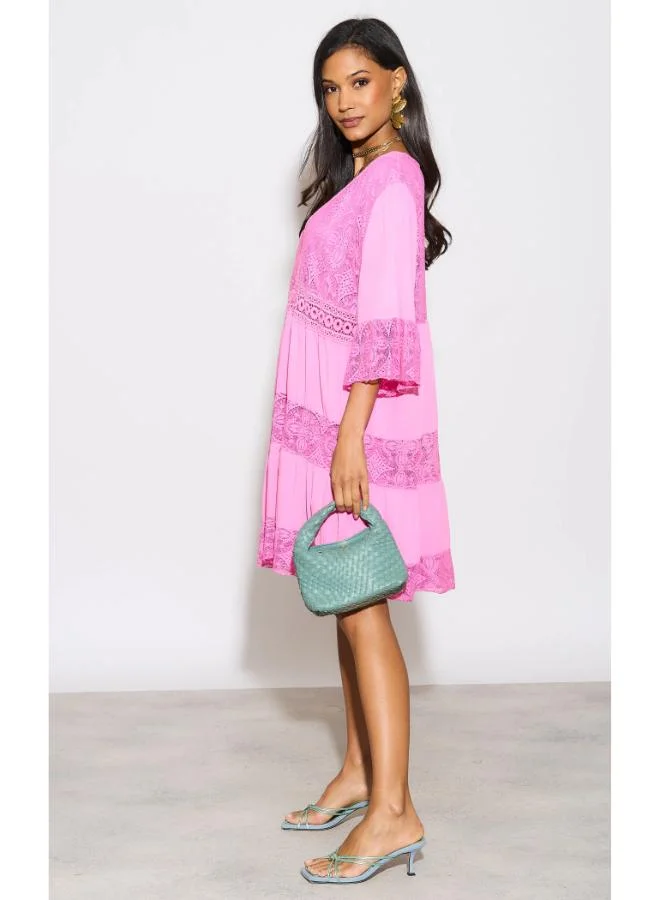 Hoxton Gal Lace Trimmed Dress