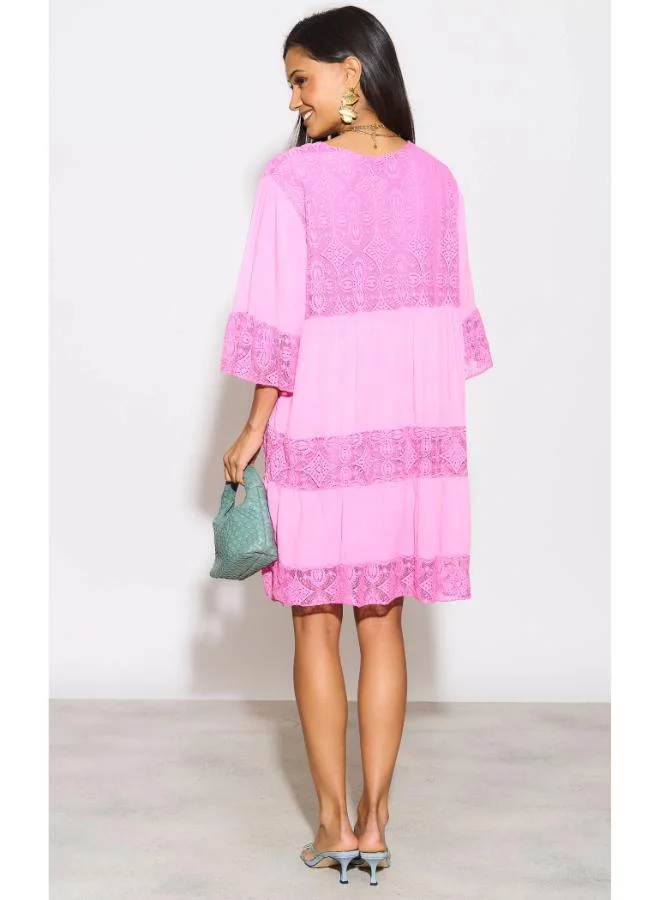 Hoxton Gal Lace Trimmed Dress