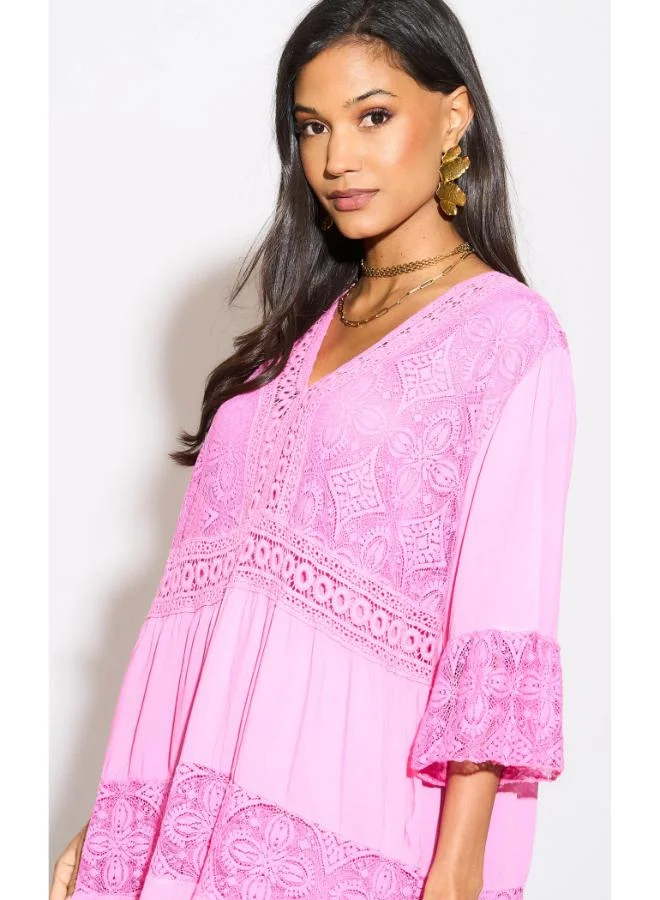 Hoxton Gal Lace Trimmed Dress