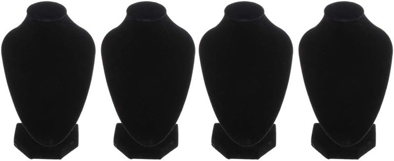 klarakoBlack Velvet Necklace Display Stands Bust Style Jewelry Holder, can be Used to Display Jewelry for Sale at Businesses, Craft Fairs, Home klarako4 Pieces, 16x10cm - Image 1
