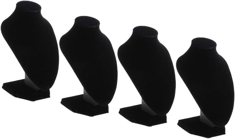 klarakoBlack Velvet Necklace Display Stands Bust Style Jewelry Holder, can be Used to Display Jewelry for Sale at Businesses, Craft Fairs, Home klarako4 Pieces, 16x10cm - Image 4