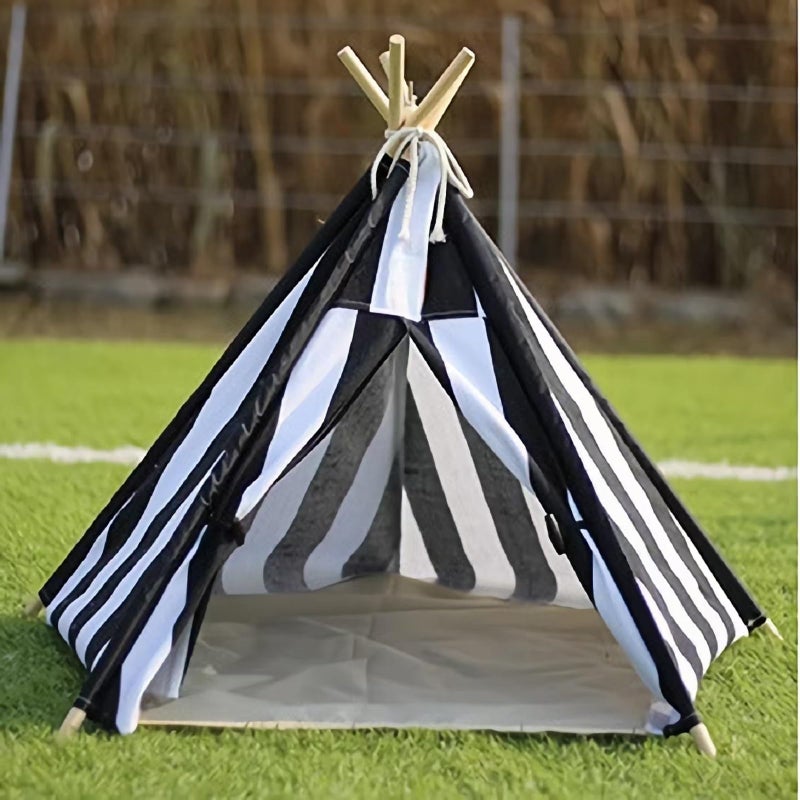 Dog Bed Tent,Portable Pet Tent for Cats or Small Dogs,Removable & Washable,Indoor Dog House with Thick Cushion,Cat Tents for Indoor Cats,Soft,Cozy,Pet Teepee,Dog Cabana Outdoor(White&Black) - Image 4