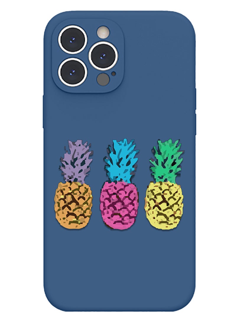 Theodor Protective Slim Fit Case Liquid Silicone Cover with Full Body Protection Anti-Scratch Shockproof Case For iPhone 12 Pro Max Blue  - pineapple - Image 1