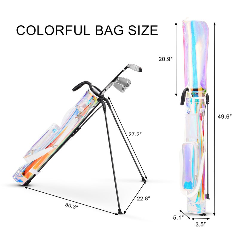 KVV Lightweight Sunday Golf Stand Bag, Colorful Fashion Pitch and Putt Golf Bag (Holographic) - Image 2