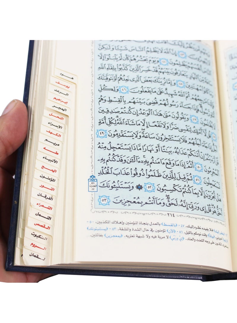 المصحف المفهرس شاموا مذهب الأطراف المصحف المفهرس بالرسم العثماني وبهامشه التبيان لكلم المنان من تفسير السعدي 12x17 سم - Image 4