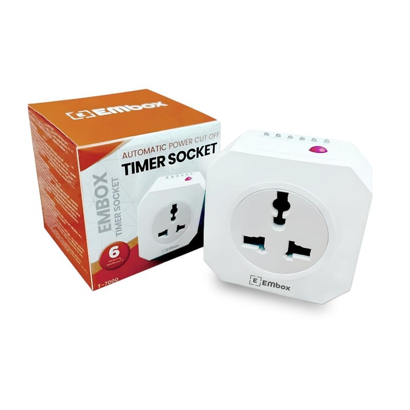 EMBOX مفتاح مؤقت للأضواء | مفتاح مؤقت تشغيل وإيقاف تلقائي | قطع الطاقة القابل للبرمجة للأضواء | شحن الهاتف المحمول والكمبيوتر المحمول وإضاءة لافتة حوض السمك 1500 واط (عبوة من 1) - Image 1