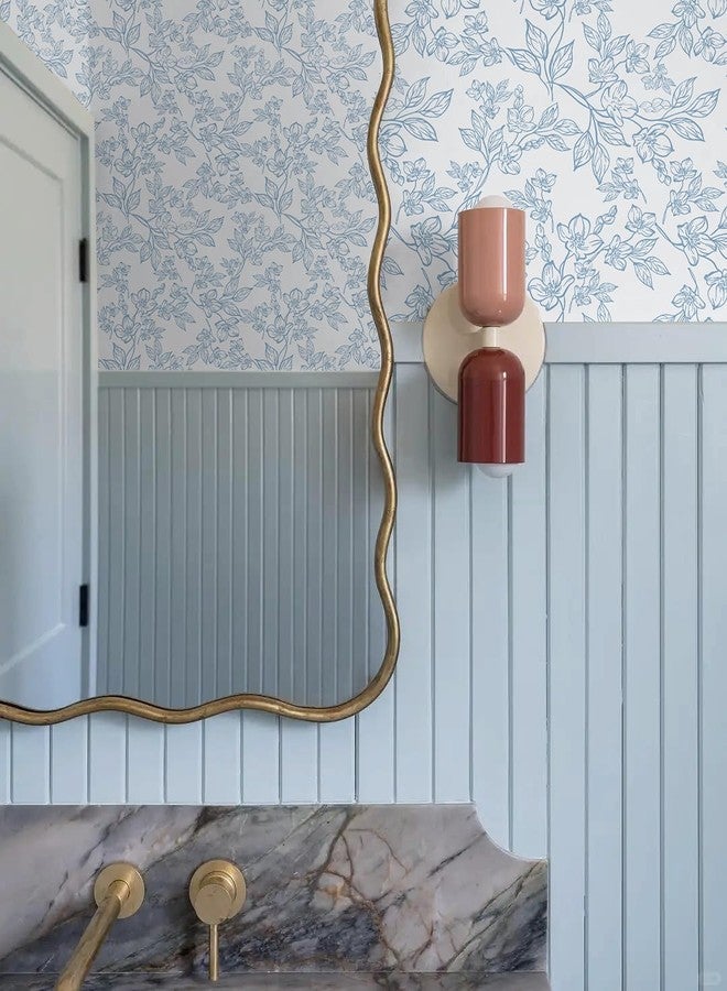 Ismoon Peel and Stick Wallpaper Blue and White Contact Paper Modern Flroal Wall Papaer Textured Removable Self Adhesive Vinyl Stick on Wallpaper for Bedroom Cabinet 17.3x78.7in - Image 5