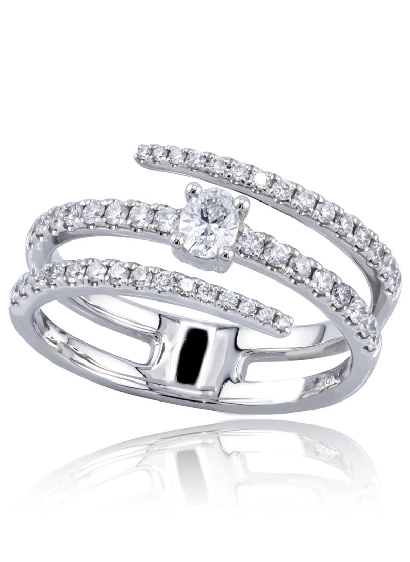 AAZ Jewellery L.L.C - Oval Natural Diamond 18K Gold Tri-Band Ring - Image 1