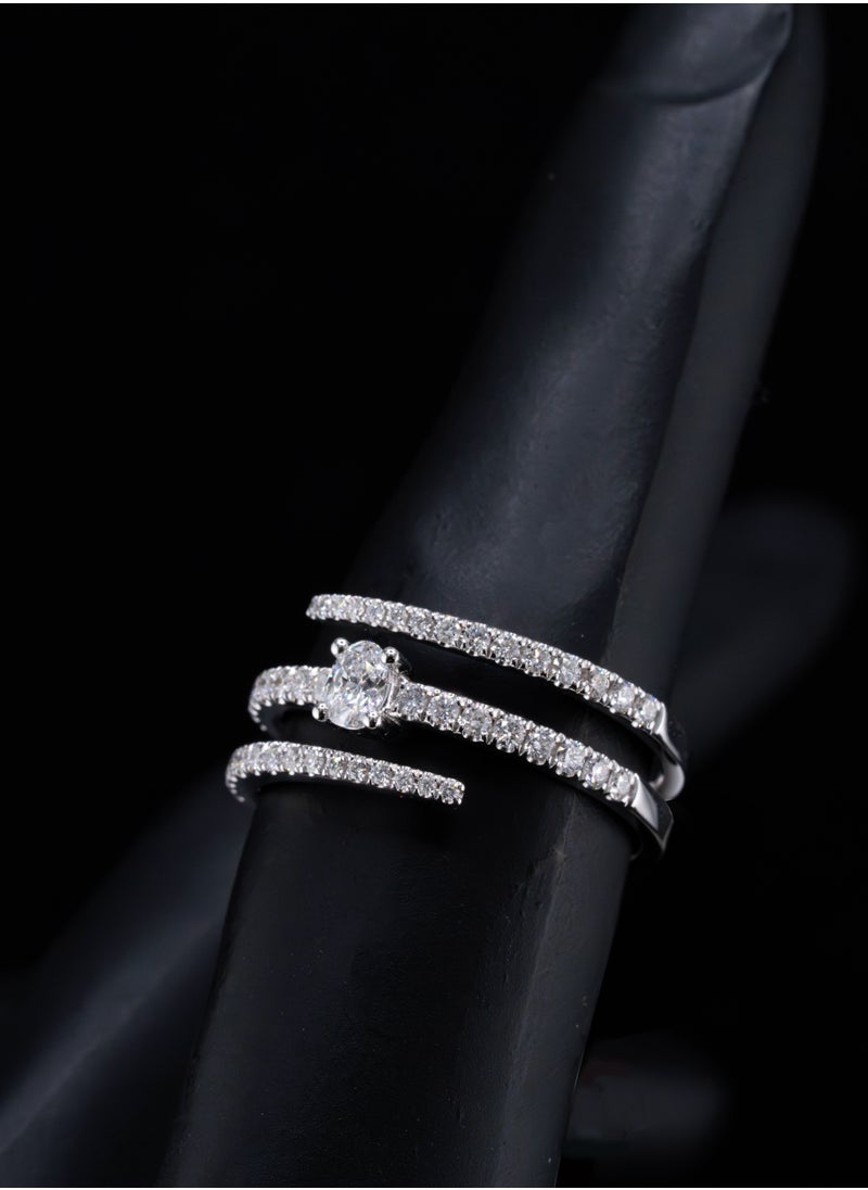 AAZ Jewellery L.L.C - Oval Natural Diamond 18K Gold Tri-Band Ring - Image 1