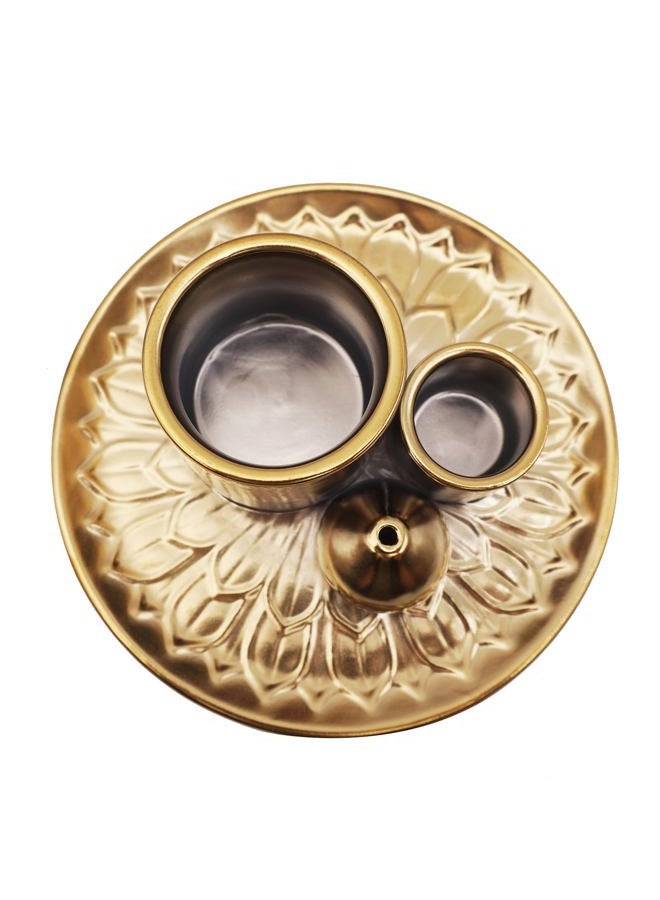 YIENENG 4 in 1 Multifunctional Ceramic Incense and Candle Holder with Ash Catcher Tray Suit for Burning White Sage, Palo Santo Sticks (Golden) - Image 3