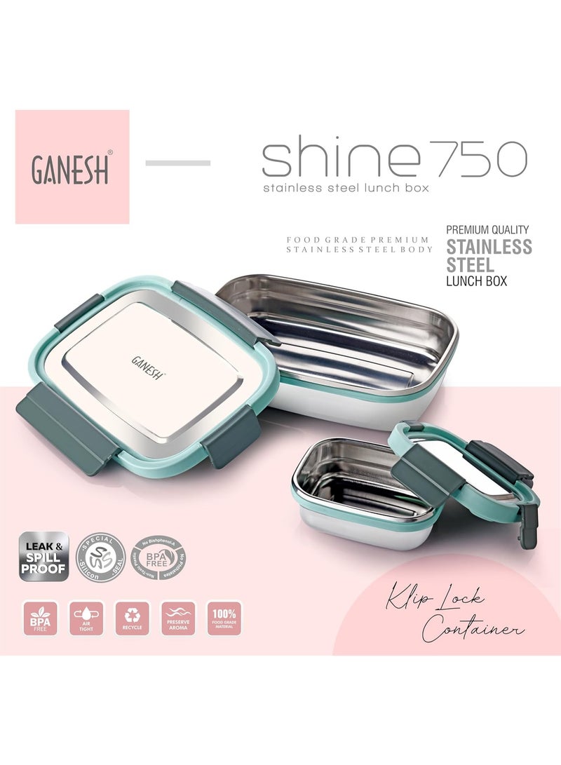 Ganesh Shine Stainless Steel Airtight Leak-Proof Lunch Box for Office, School, Picnic - Color May Vary - 750 Ml - Image 5