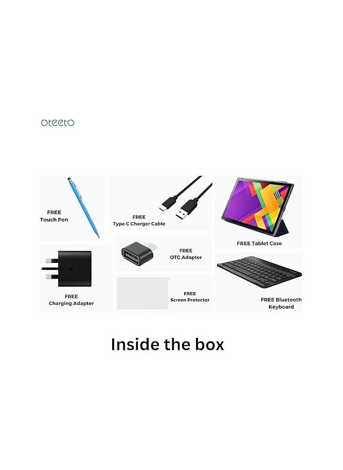 Oteeto Tab 12 Pro, 10.1" IPS Display, Octa Core 1.6Ghz Processor, 8GB RAM, 512GB ROM, Android 13, 5.0MP Front + 13.0MP Rear Camera, 5G/Wi-Fi, 6000mAh Battery, Blue | TAB-12-PRO-BLUE