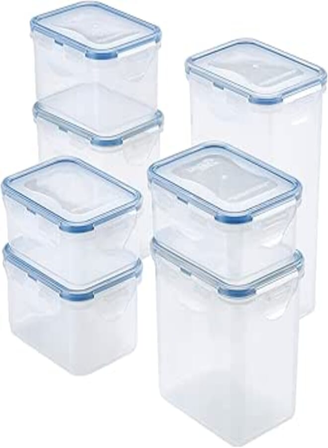 LocknLock hpl809bs tight food containers, 14-piece set, plastic, clear