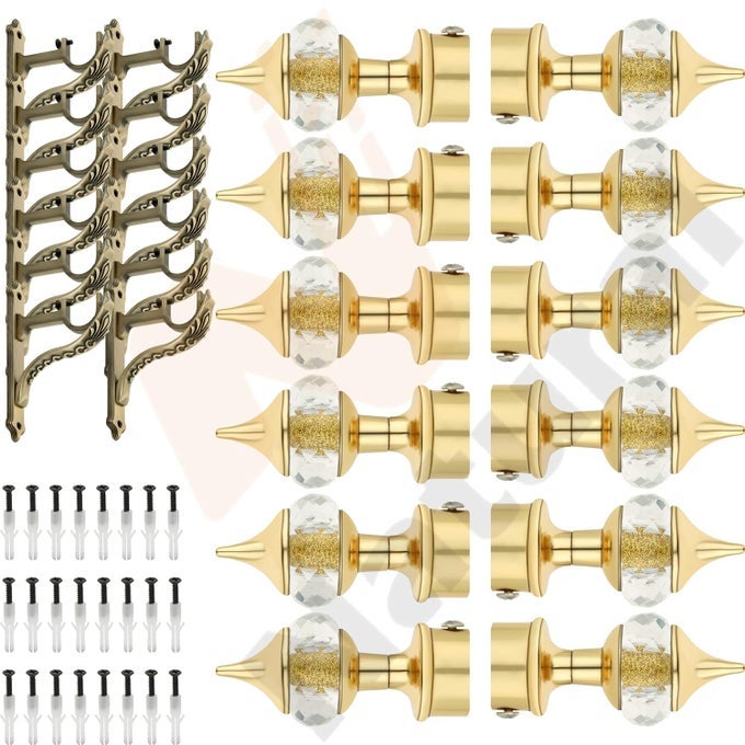 40MM CRYSTAL DIAMOND ALUMINIUM CURTAIN BRACKETPARDA HOLDER WITH ALUMINIUM JAGUAR SUPPORT HOLD UPTO 1 INCH OF ROD AND WINDOW ROD FITTINGS