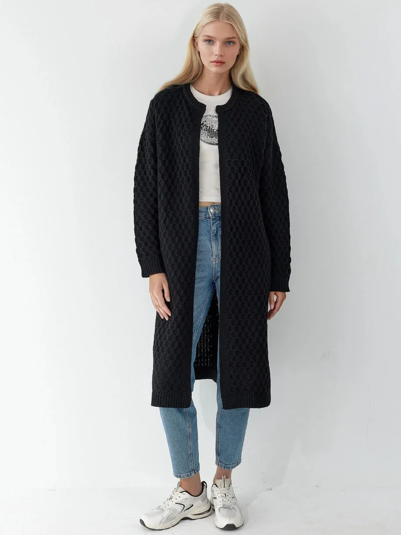 Oversized Striped Half-Zip Knit Sweater