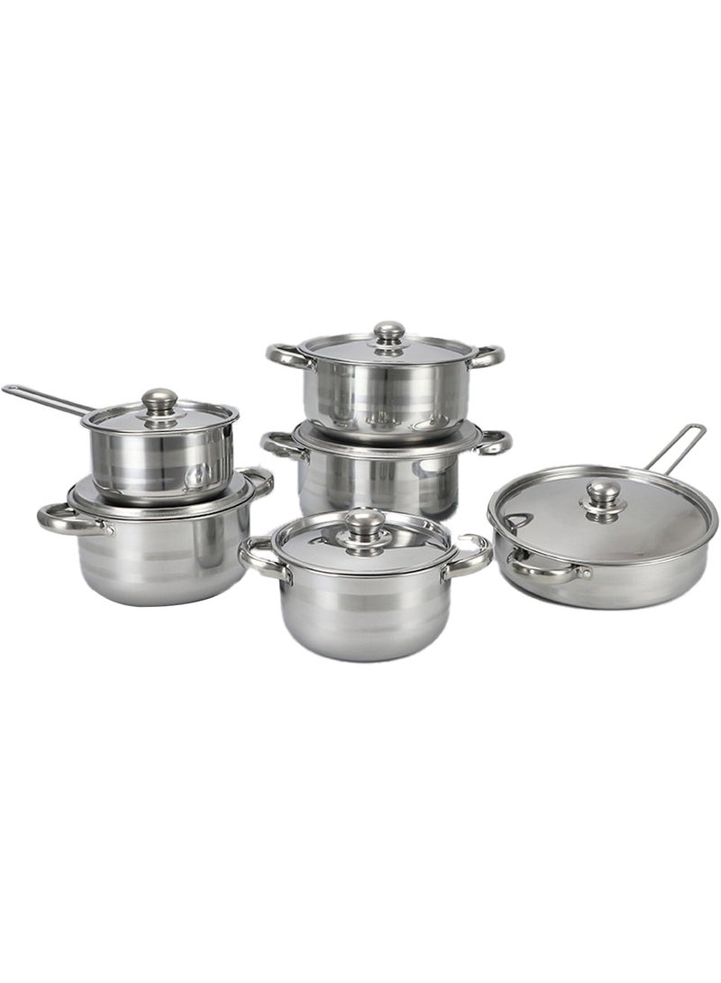 Sharpdo 12 Piece Stainless Steel Stock Pot Frying Pan Cookware Set - Image 2