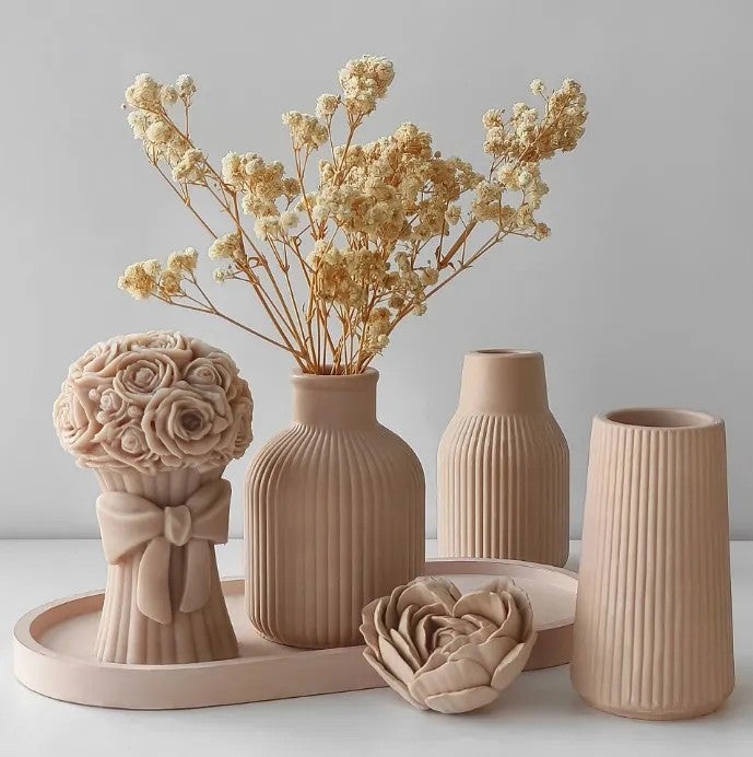 Y&D J-301 Multi-Style Suit Vase Silicone Mold for Cement Plaster Flower Arrangement DIY Mould Home Decor Vases - Image 3