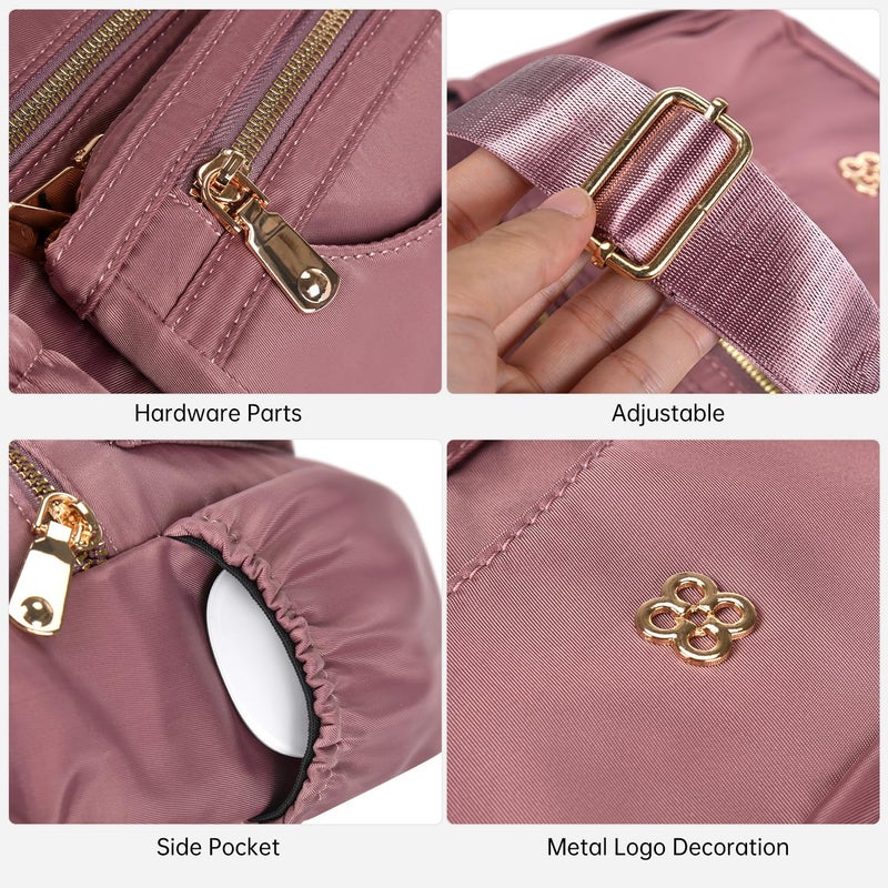 CAAORDKSO Messenger Bag for Women, Waterproof Nylon Crossbody Bags for Women Travel Shoulder Bag Lightweight Purse Handbag with Multi Zipper Pocket and Adjustable Strap (Pink Purple) - Image 2