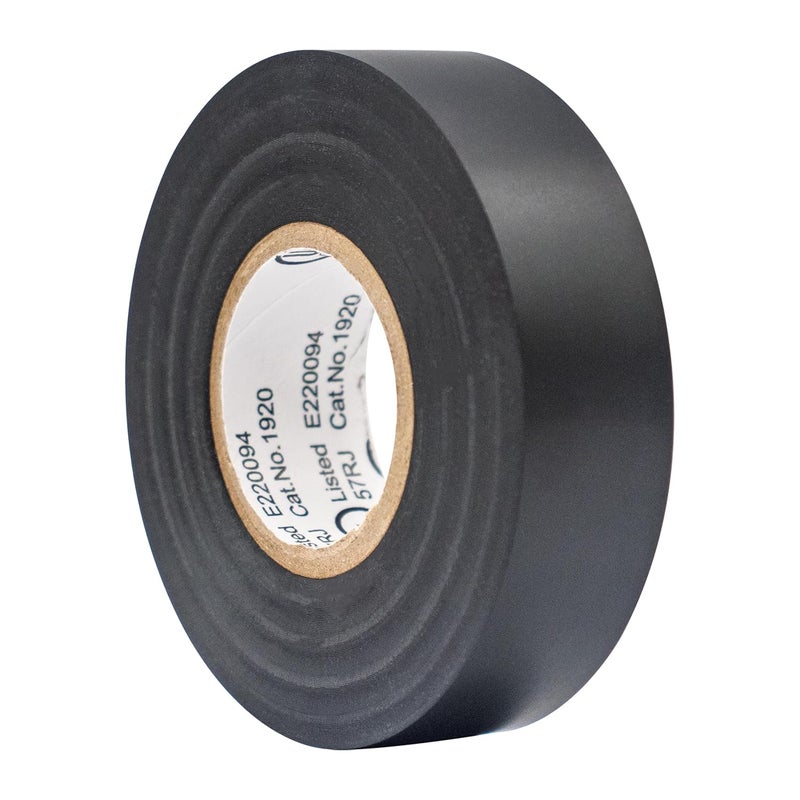 TradeGear شريط كهربائي أسود اللون 1PK - PVC للاستخدام العام - مقاوم للماء، مقاوم للاشتعال، لاصق قائم على المطاط، معتمد من UL - مصنف لحد أقصى 600 فولت و80 درجة مئوية - 60 قدم × 3/4 بوصة × 0.07 بوصة - Image 1