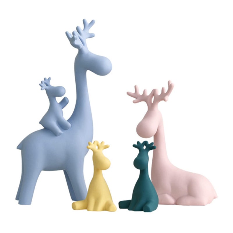 LADROX Reindeer Family Statue for Home Decor Resin Figurine Set Pack of 4 Pieces Multicolor - Image 5