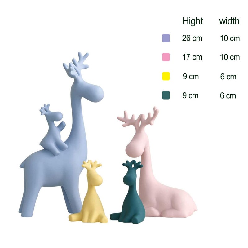 LADROX Reindeer Family Statue for Home Decor Resin Figurine Set Pack of 4 Pieces Multicolor - Image 4