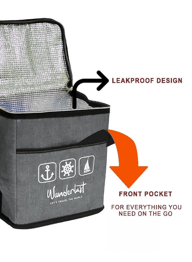 توشيونيكس حقيبة غداء حرارية بتصميم وندرلاست – حقيبة طعام معزولة للمكتب، المدرسة، التخييم، النزهات – مع جيب أمامي وسحاب وحزام طويل – قماش أوكسفورد لحمل الوجبات والمشروبات – الحجم 22×17×25 سم – سعة 9.3 لتر - Image 4