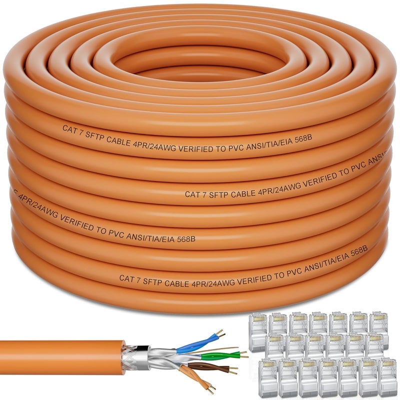 Soibke Cat 7 Outdoor Ethernet Cable Bulk 400ft DIY x 20 RJ45 SFTP Cat 7 Shielded Ethernet Cable High Speed 10Gbps 600MHz HeavyDuty Waterproof Direct Burial UV Resistant LAN Network for Router - Image 2