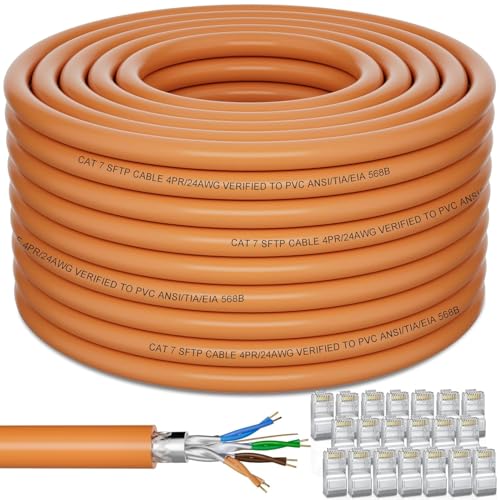 Soibke Cat 7 Outdoor Ethernet Cable Bulk 400ft DIY x 20 RJ45 SFTP Cat 7 Shielded Ethernet Cable High Speed 10Gbps 600MHz HeavyDuty Waterproof Direct Burial UV Resistant LAN Network for Router - Image 1