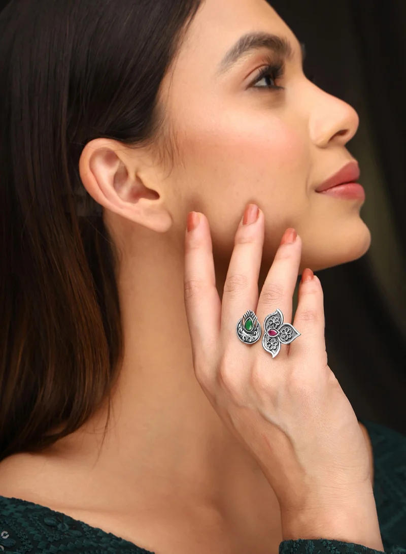Priyaasi Plated Stones Studded Adjustable Finger Ring