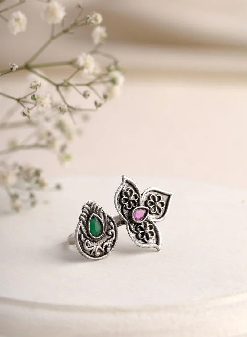 Priyaasi Plated Stones Studded Adjustable Finger Ring