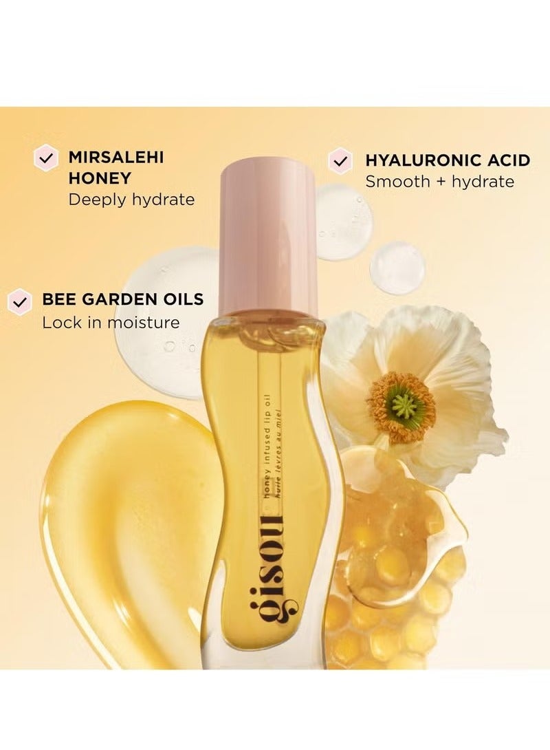 Gisou Honey Infused Hydrating Lip Oil, Nourishing MoisturizButter for Dry Lips, High Shine, Smooth Finish, Clear Golden Glow, Fresh Honey Scent, 8ml - Image 3