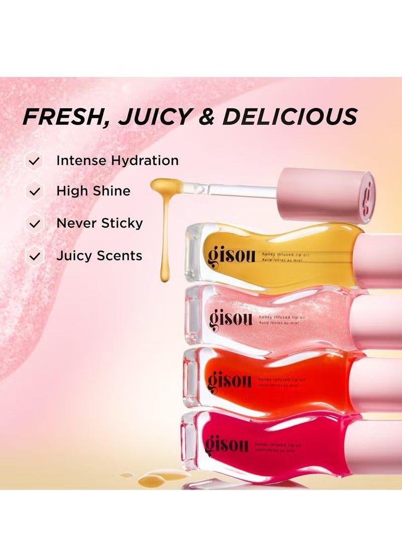 Gisou Honey Infused Hydrating Lip Oil, Nourishing MoisturizButter for Dry Lips, High Shine, Smooth Finish, Clear Golden Glow, Fresh Honey Scent, 8ml - Image 2
