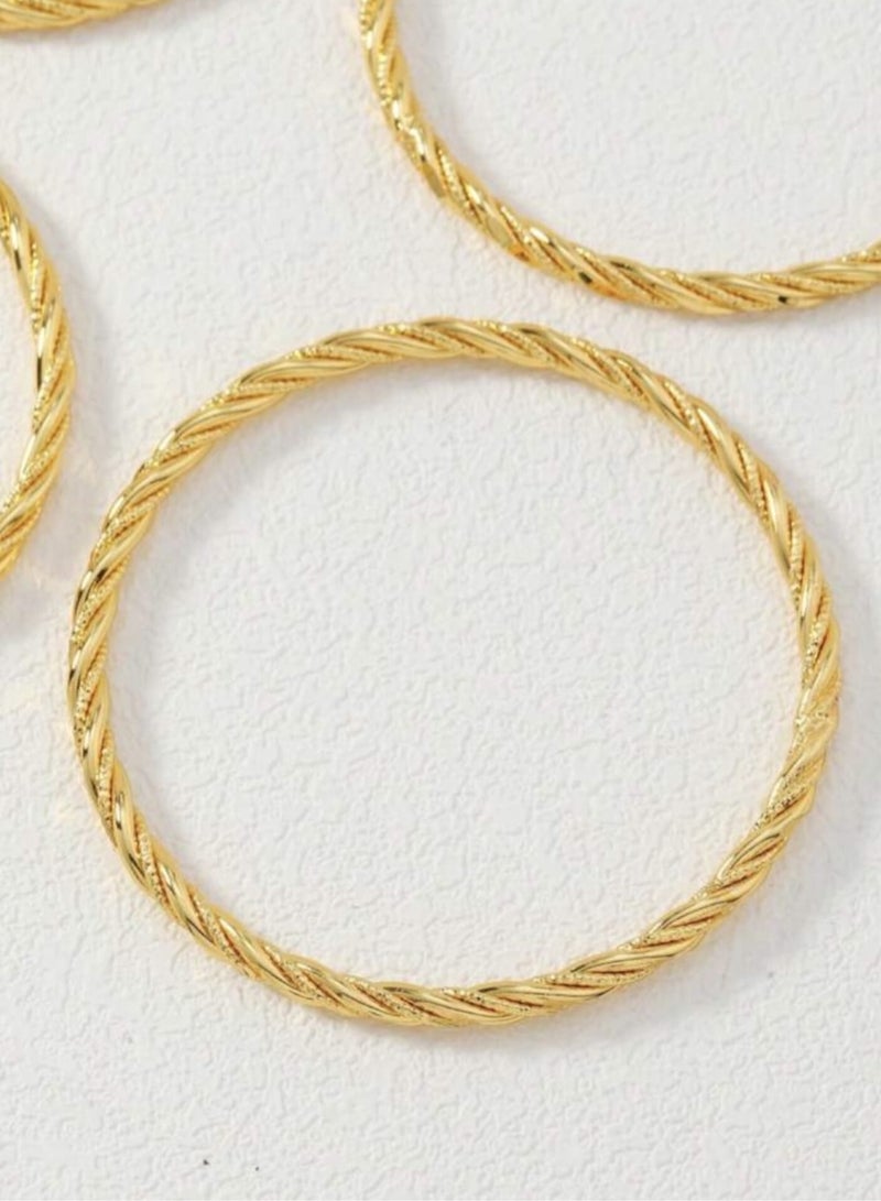 يوكا  مجموعة كبيرة من 4 قطع من سوارات الأساور النحاسية المصنوعة من الحبال الملتوية، بطلاء ذهبي عيار 24 ، فاخرة وعصرية - هدية مثالية لحفلات الزفاف، وأعياد الميلاد، وعيد الأم للصديقات والأمهات - Image 5