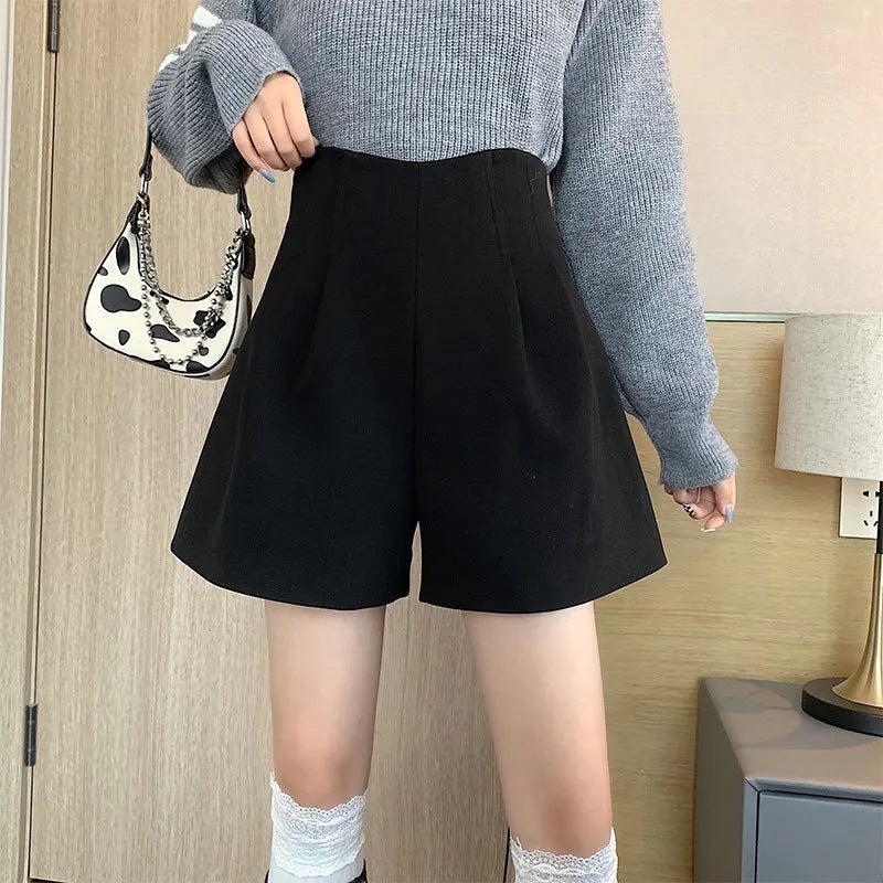 High Quality Woolen Shorts Wide Leg Boot Pants For Women High Waist Slimming Versatile Woolen Outer Wear Bottoming Pants - Image 3