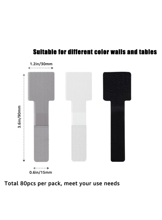 【80PCS Hook and Loop Cable Ties】Data Cable Organizer Wire Management | Self-Adhesive Cord Clips | Reusable Durable Fasteners | Dense Loop Surface Secure Hold | Multi-Scene Application | Essential Home Office Organizer - Image 5