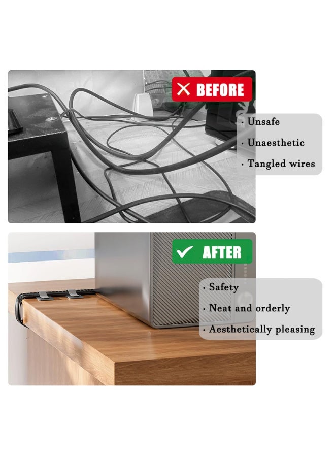 【80PCS Hook and Loop Cable Ties】Data Cable Organizer Wire Management | Self-Adhesive Cord Clips | Reusable Durable Fasteners | Dense Loop Surface Secure Hold | Multi-Scene Application | Essential Home Office Organizer - Image 4