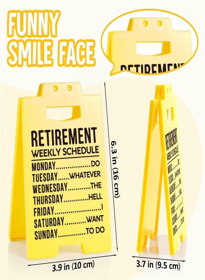 Petalsun Retirement Gift for Woman Men- Funny Retirement Weekly Schedule Warning Style Yellow Sign- Best Retired Gifts for Women Men Boss Coworker Teacher Nurse, Retirement Plaque Decorations - Image 3