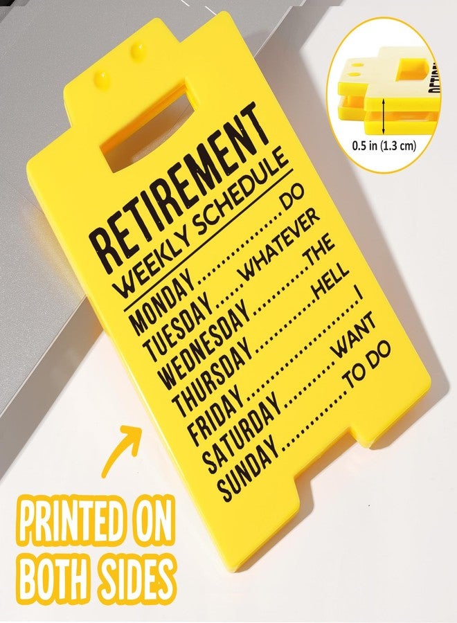 Petalsun Retirement Gift for Woman Men- Funny Retirement Weekly Schedule Warning Style Yellow Sign- Best Retired Gifts for Women Men Boss Coworker Teacher Nurse, Retirement Plaque Decorations - Image 5