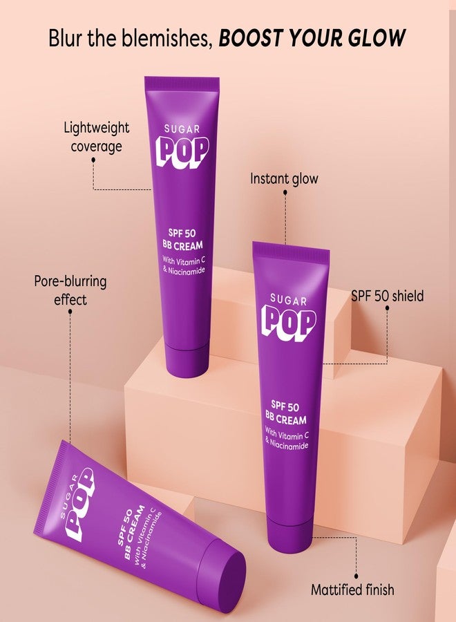 SUGAR POP SPF 50 BB Cream with Vitamin C & Niacinamide | Tinted Moisturiser with Matte Finish | Lightweight | 30gm - 01 Sand - Image 2