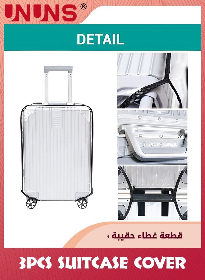 UNUNS Luggage Cover,3 Pieces Clear PVC Suitcase Covers Protector For Tsa Approved,Suitcase Cover Set For 24 28 30 Inch Luggage - Image 5