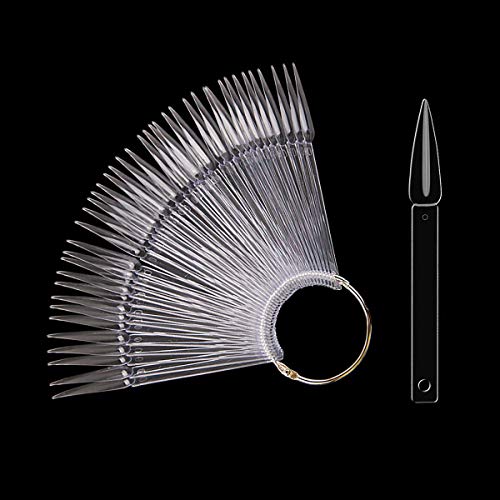 GOGOONLY 100pcs GOGOONLY Nail Display Sticks Transparent Stiletto Tips Nail Art Display Chart Fan Board Acrylic False Tips Practice Tool Nail Polish Sample Color Showcase With Ring 100 pcs  Clear 