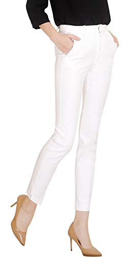 Marycrafts Women's Work Ankle Dress Pants Trousers Slacks (10, White 1) - Image 1