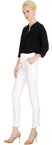 Marycrafts Women's Work Ankle Dress Pants Trousers Slacks (10, White 1) - Image 4