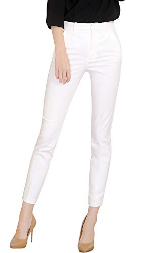 Marycrafts Women's Work Ankle Dress Pants Trousers Slacks (10, White 1) - Image 5