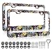 LIN KANG Colorful Floral Flowers License Plate Frame 2 Pack Women Men Personalise License Plate Frames Car Universal Aluminum Accessories Fits Standard US Vehicles Size - Image 2